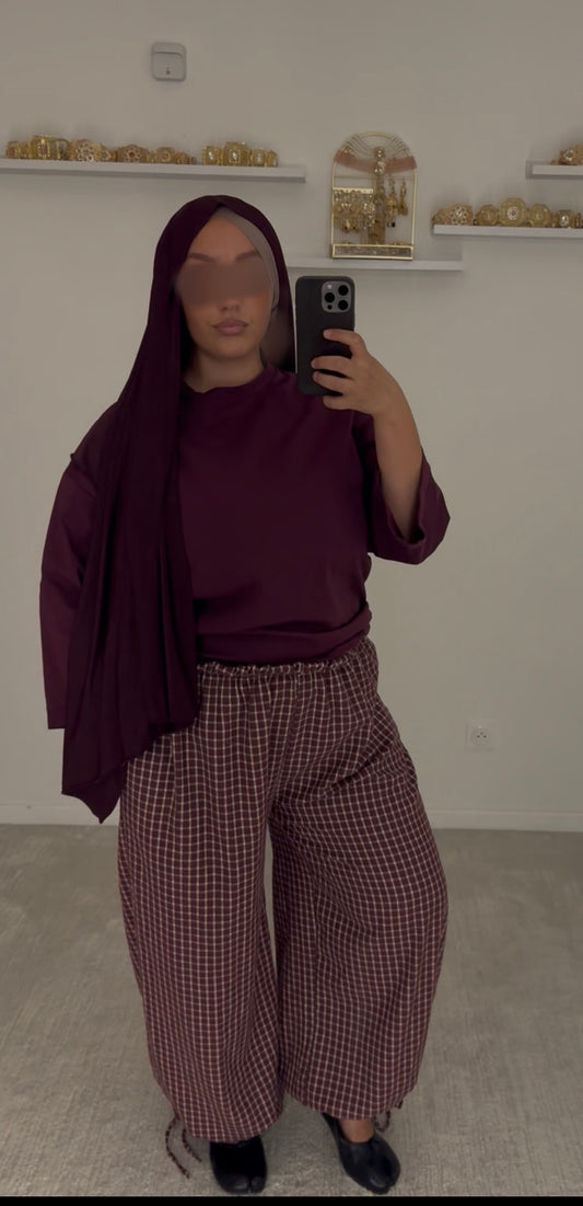 Pantalon ballon à carreaux