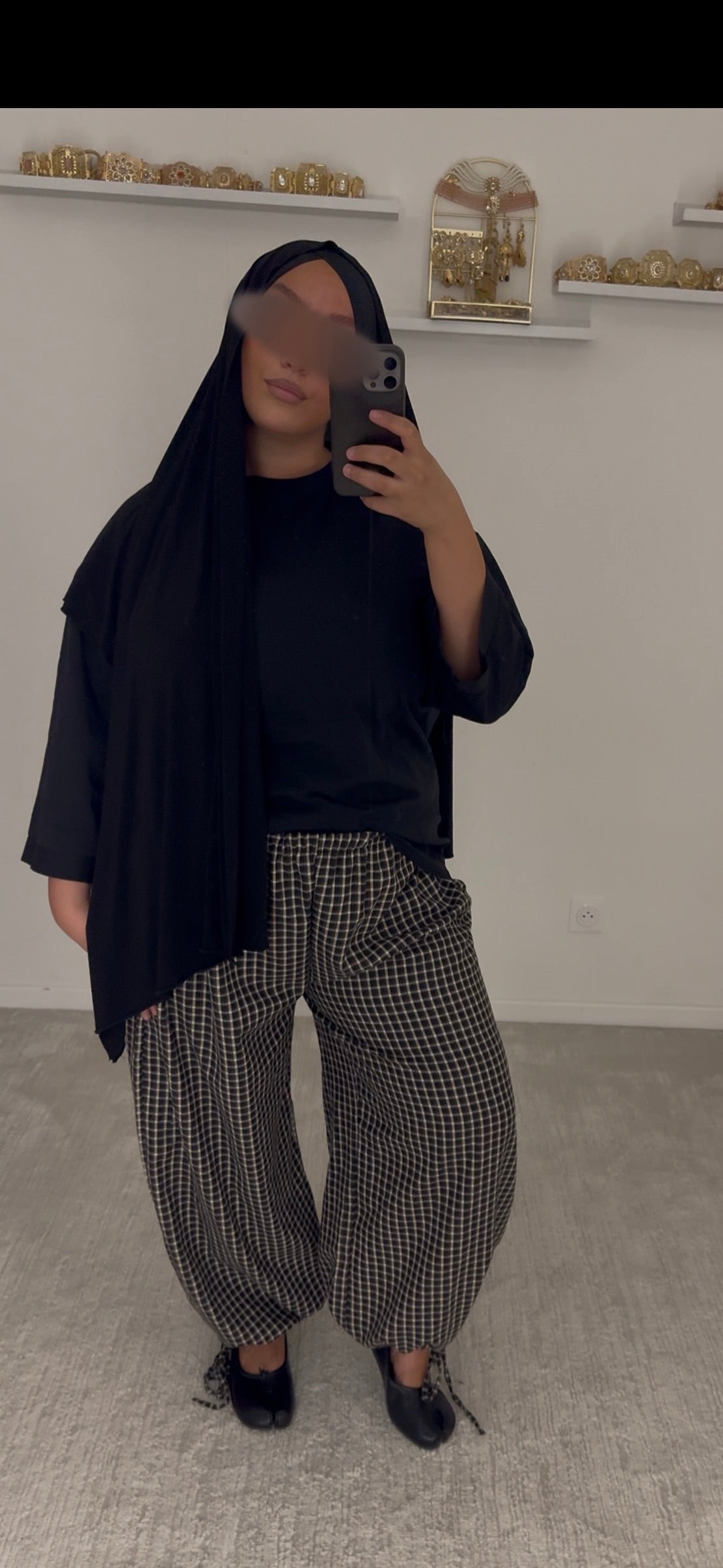 Pantalon ballon à carreaux